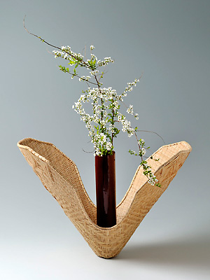 創作網代花器 銘「清唳」